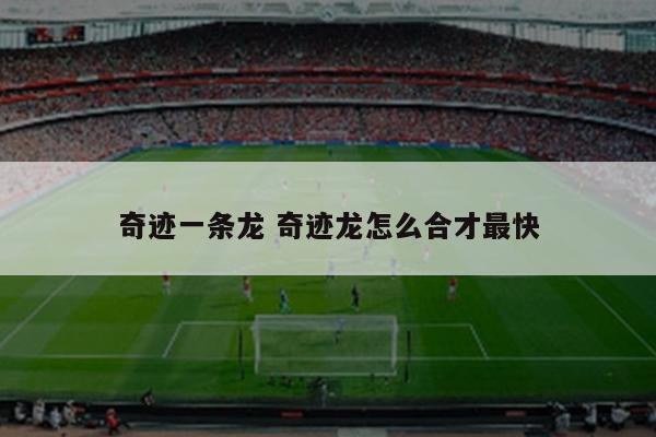 奇迹一条龙 奇迹龙怎么合才最快